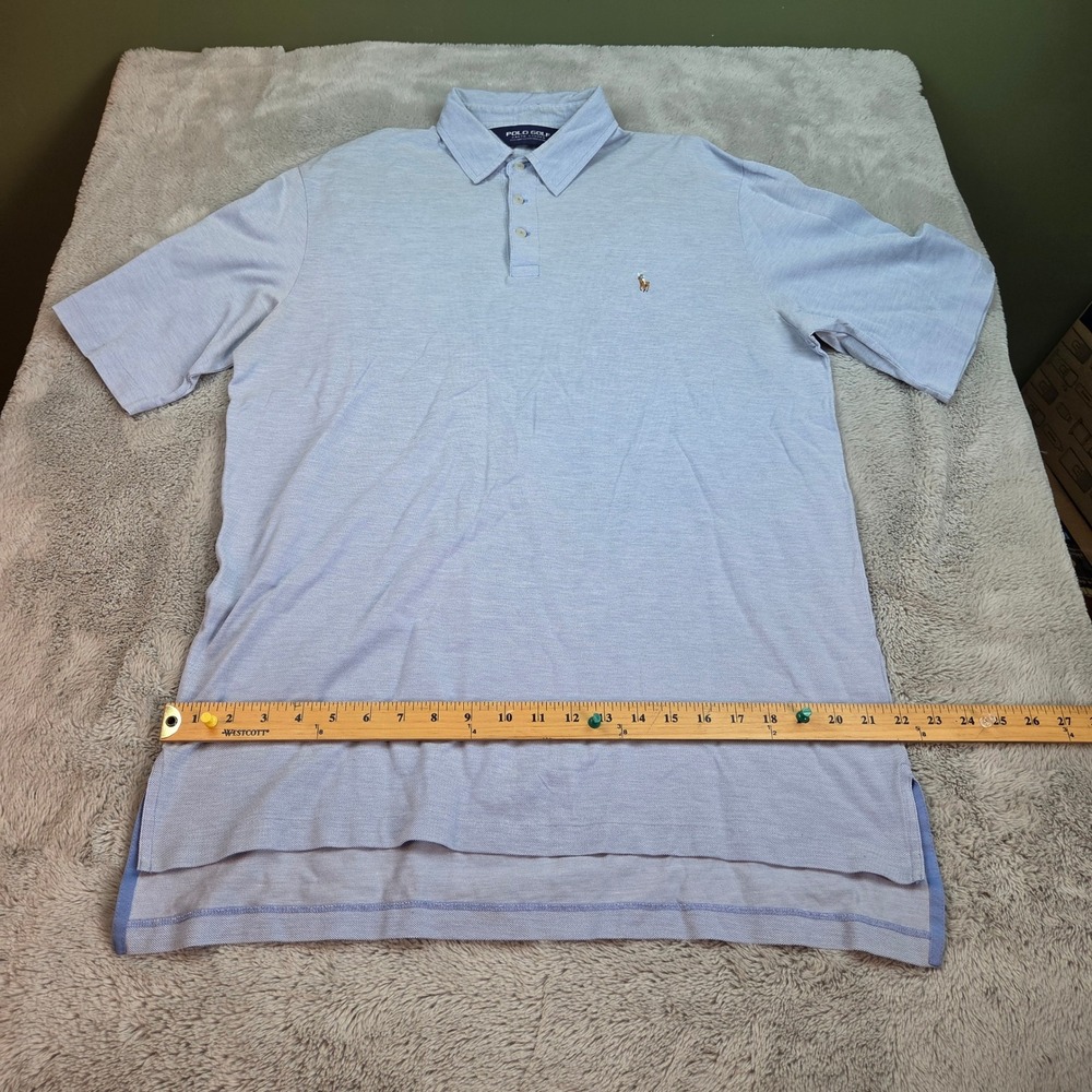 Polo Golf Ralph Lauren Polo‎ Men L Short Sleeve Pima Flesh Pony Light Blue Shirt